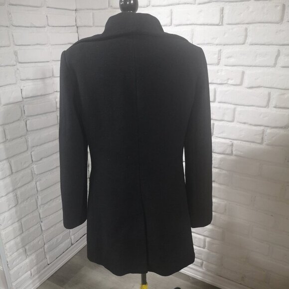 Calvin Klein Ladies Size 8 Black Wool Blend Fully Lined Pea Coat - Picture 2 of 11
